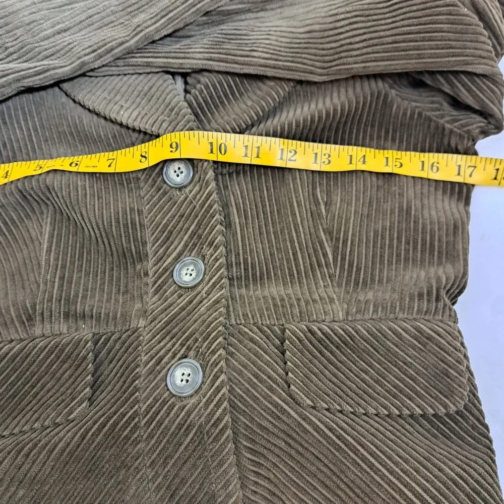 ELEVENSES Anthropologie Y2K Green Corduroy Button Up‎ Jacket Line Size 2